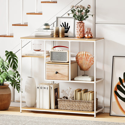 40 Inch Console Table Behind Sofa Couch with Storage, Natural Console Tables at Gallery Canada