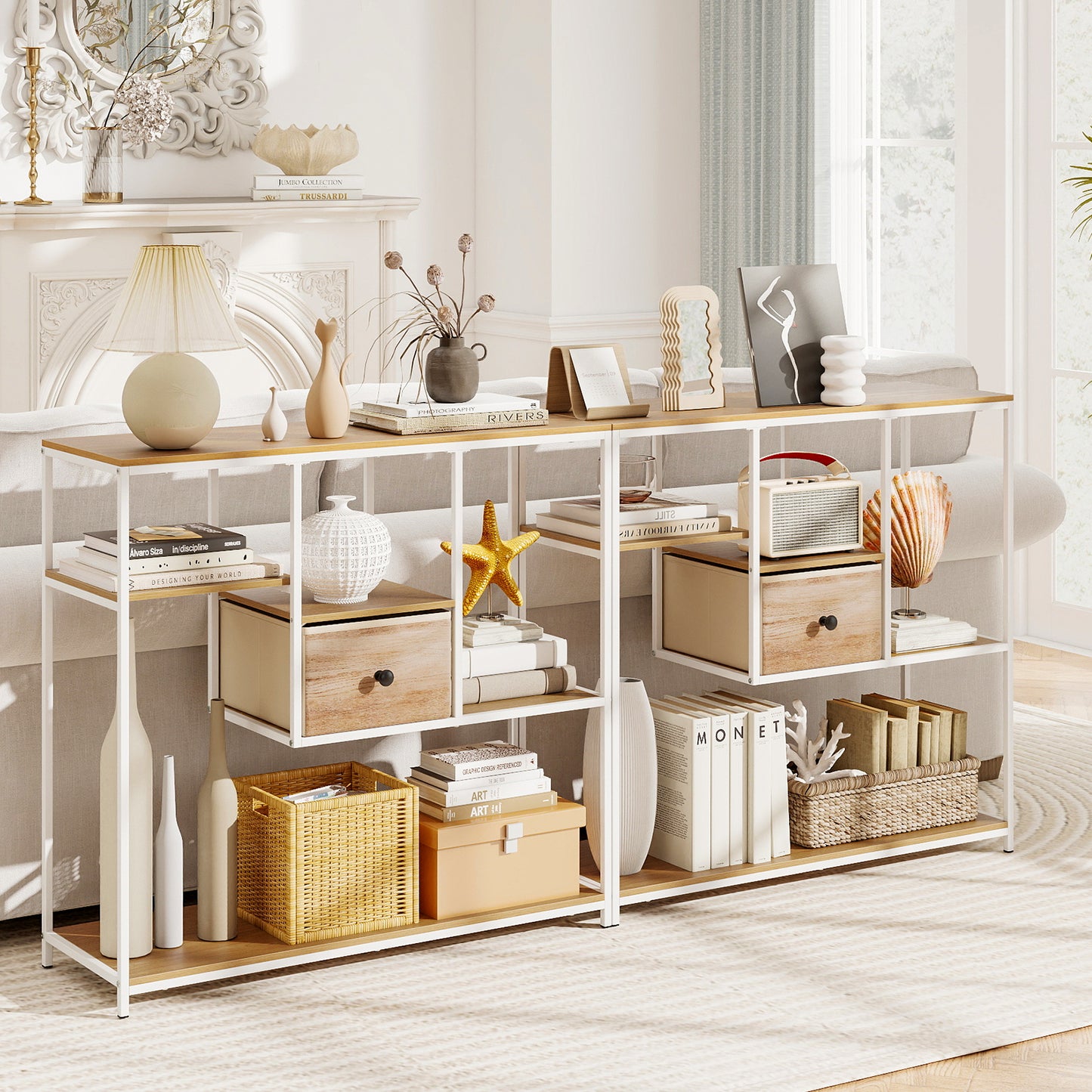 40 Inch Console Table Behind Sofa Couch with Storage, Natural Console Tables at Gallery Canada