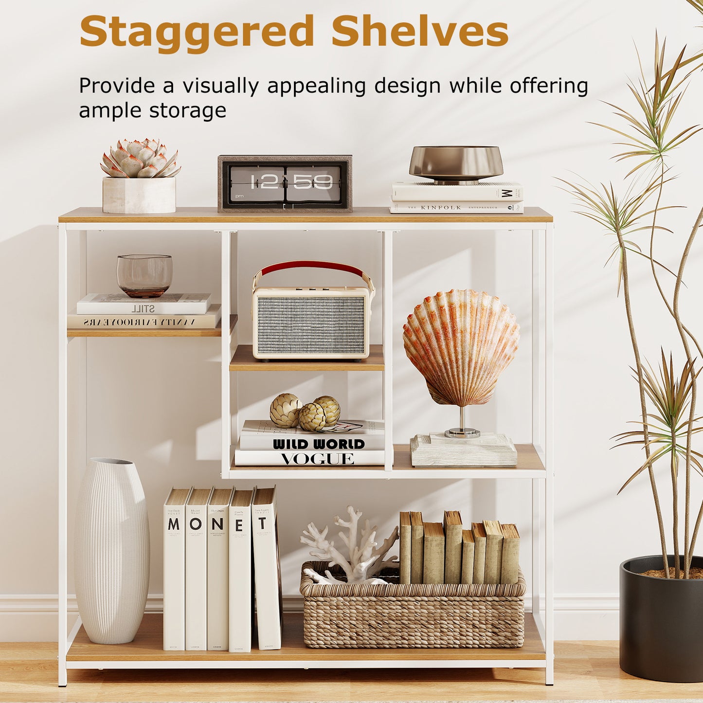 40 Inch Console Table Behind Sofa Couch with Storage, Natural Console Tables at Gallery Canada