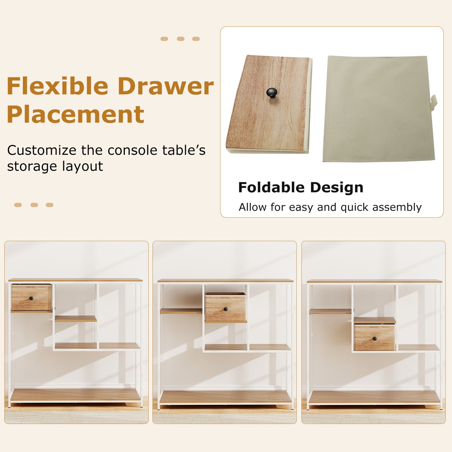 40 Inch Console Table Behind Sofa Couch with Storage, Natural Console Tables at Gallery Canada