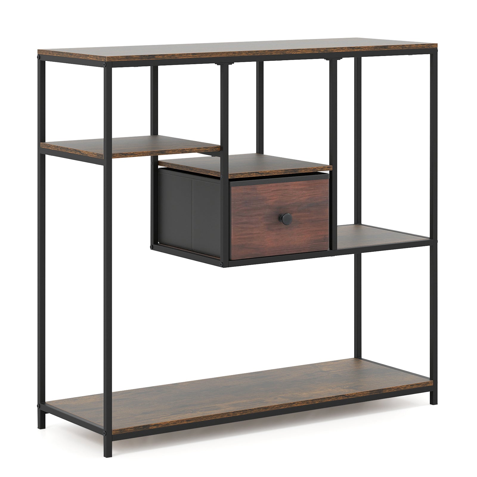 40 Inch Console Table Behind Sofa Couch with Storage, Rustic Brown Console Tables Rustic Brown at Gallery Canada