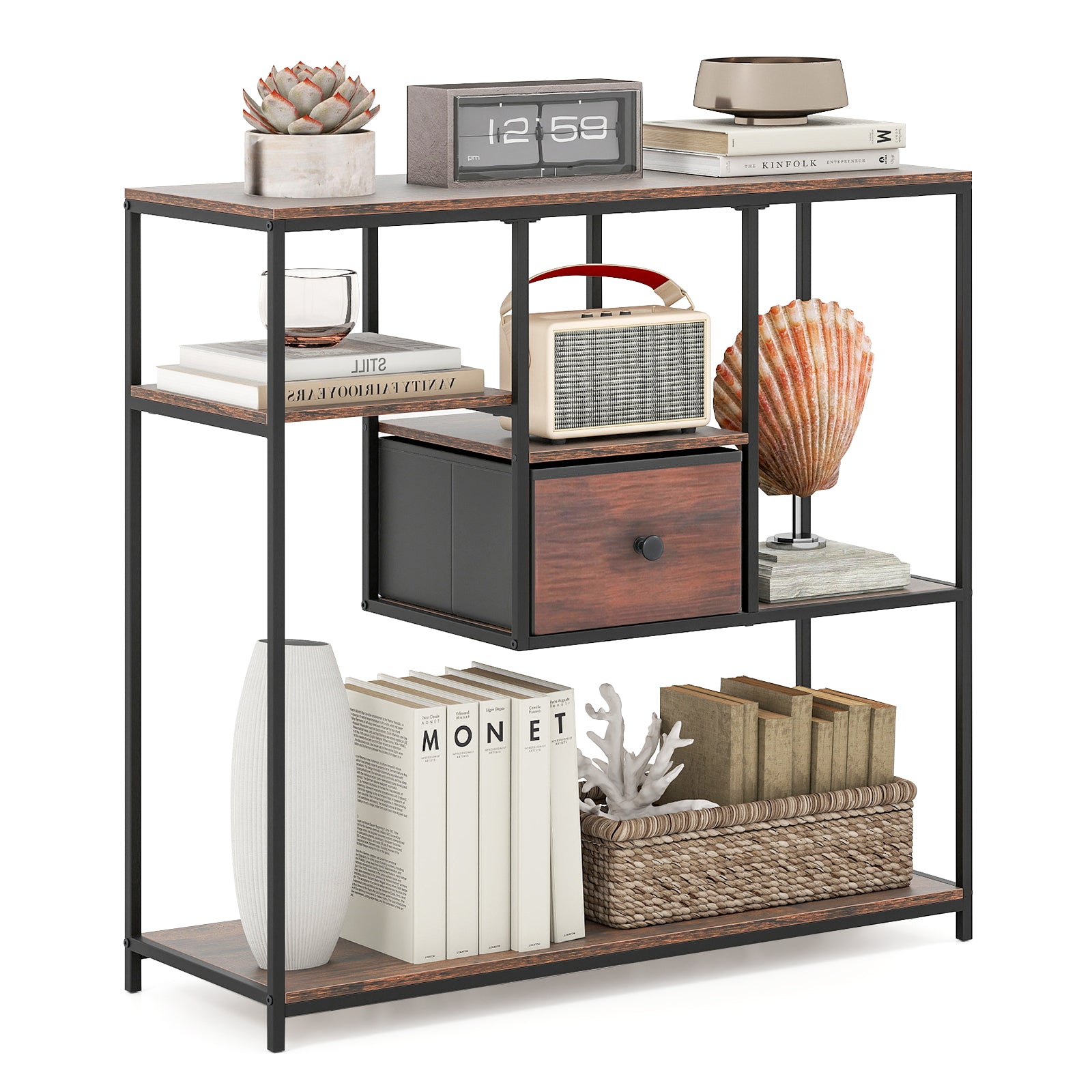 40 Inch Console Table Behind Sofa Couch with Storage, Rustic Brown Console Tables at Gallery Canada