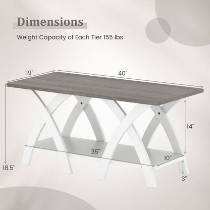 40 Inch Wooden Coffee Table With Storage Shelf, X-Shaped Legs, Gray Coffee Tables at Gallery Canada