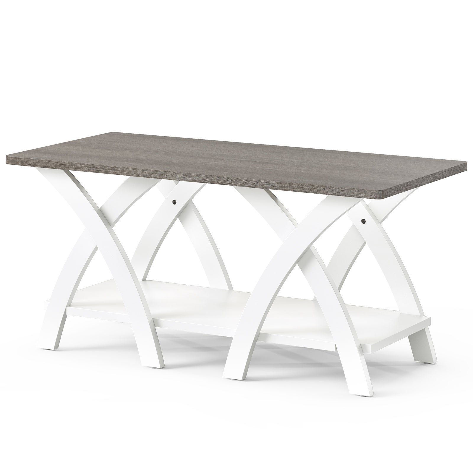 40 Inch Wooden Coffee Table With Storage Shelf, X-Shaped Legs, Gray Coffee Tables at Gallery Canada