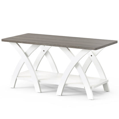 40 Inch Wooden Coffee Table With Storage Shelf, X-Shaped Legs, Gray Coffee Tables at Gallery Canada