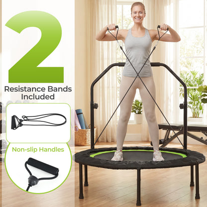 Trampoline de fitness de 40 pouces pour adultes avec bandes de résistance, vert