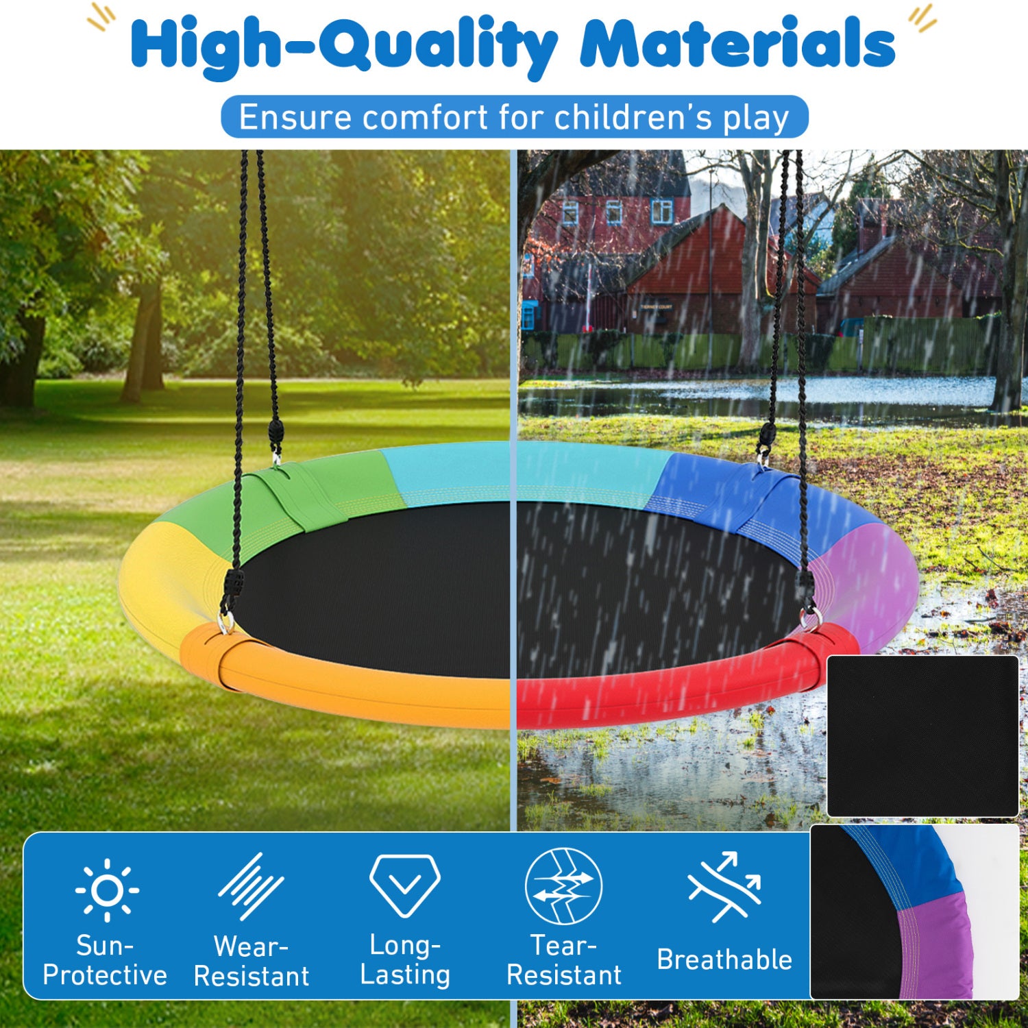 40 Inch Flying Saucer Tree Swing, Outdoor Kids Play, Multicolor Swing & Playsets at Gallery Canada