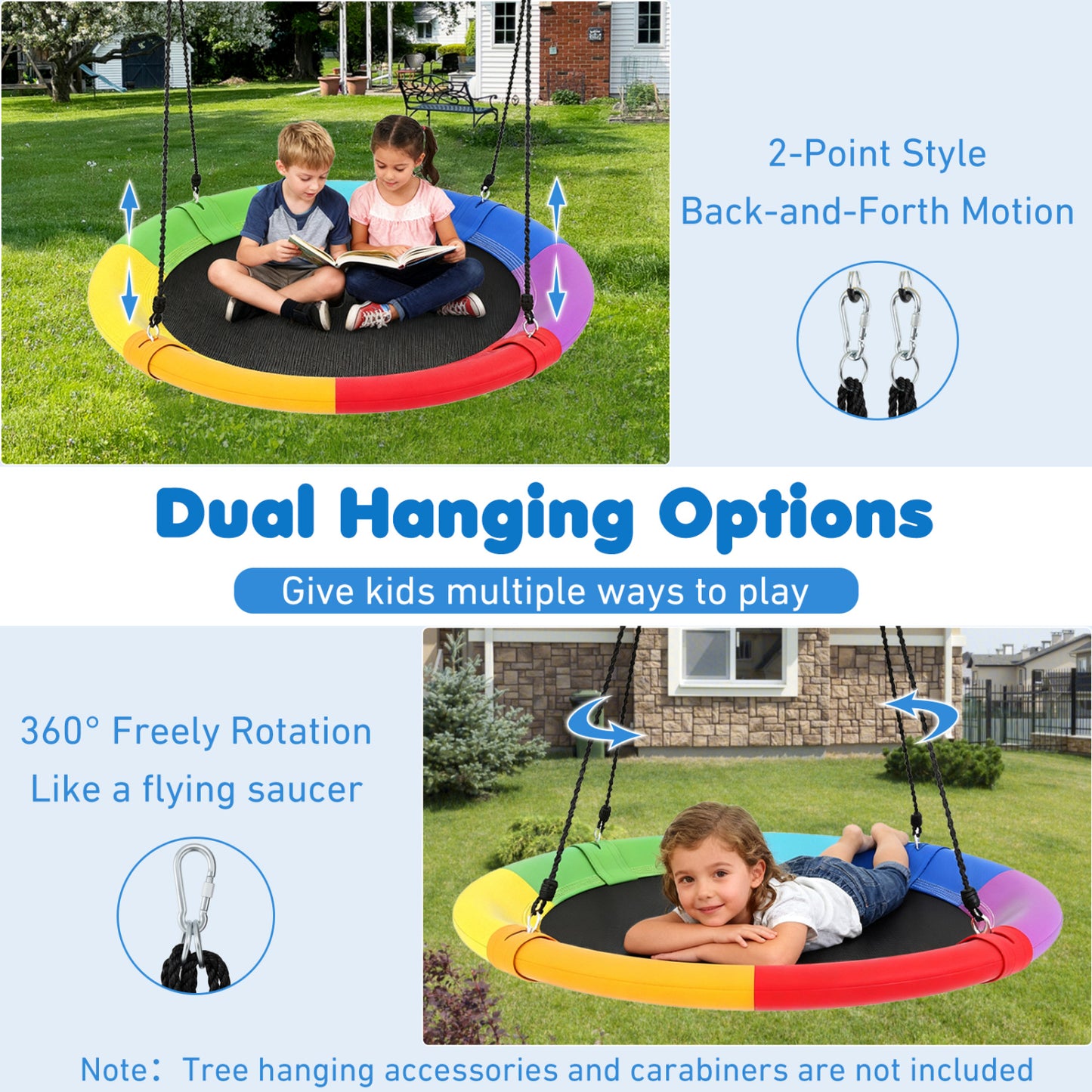 40 Inch Flying Saucer Tree Swing, Outdoor Kids Play, Multicolor Swing & Playsets at Gallery Canada