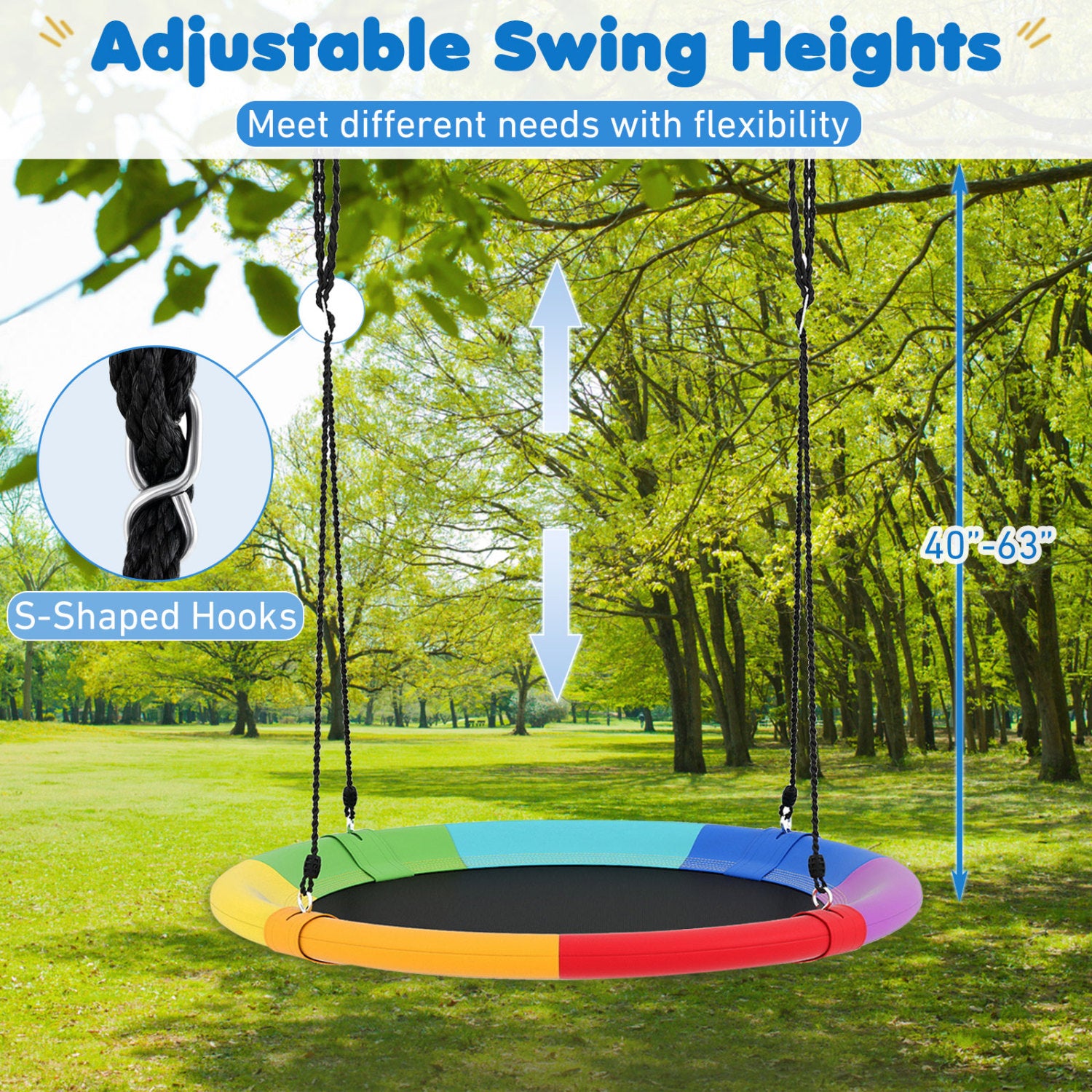40 Inch Flying Saucer Tree Swing, Outdoor Kids Play, Multicolor Swing & Playsets at Gallery Canada