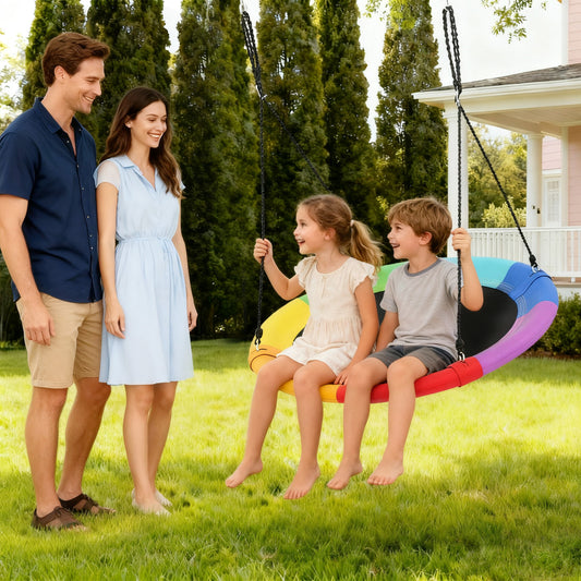 40 Inch Flying Saucer Tree Swing, Outdoor Kids Play, Multicolor Swing & Playsets Multicolor at Gallery Canada