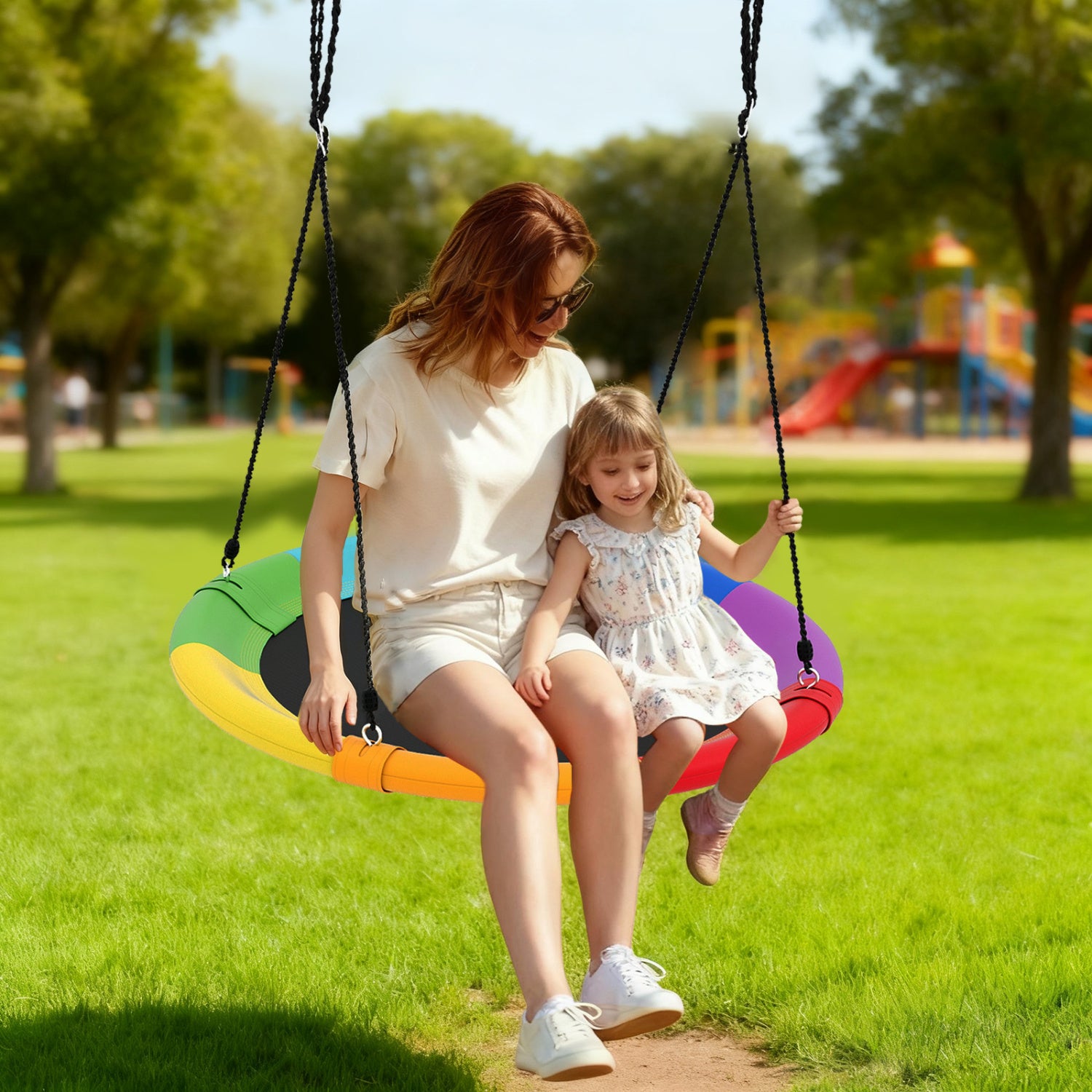 40 Inch Flying Saucer Tree Swing, Outdoor Kids Play, Multicolor Swing & Playsets at Gallery Canada