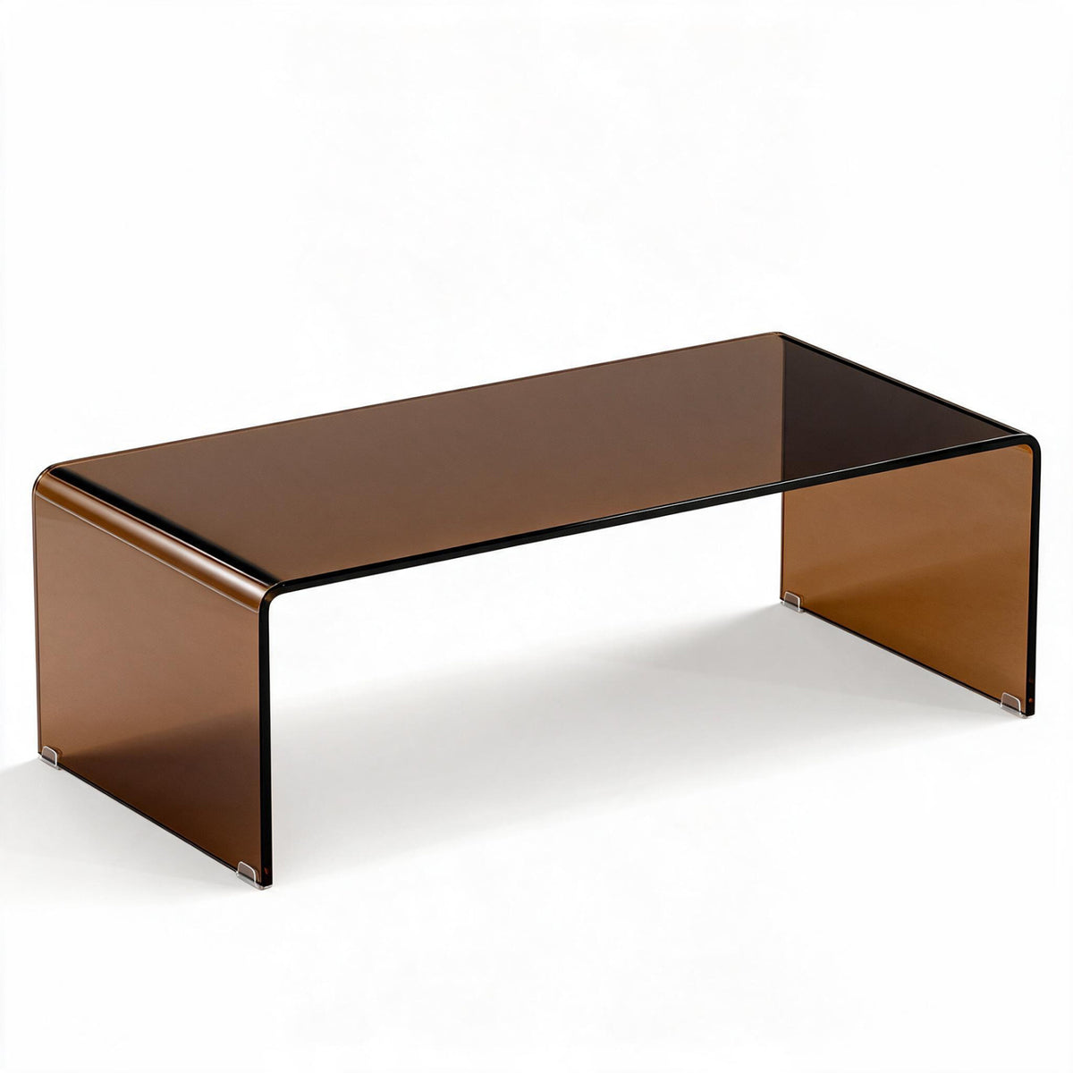 40 Inch Glass Coffee Table with Tempered Glass Top and Round Edges for Home, Dark Brown