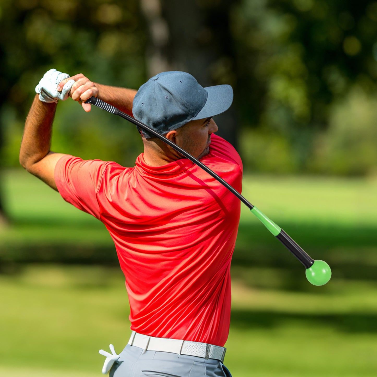 40 Inch Golf Swing Trainer Aid with Weighted Head for Grip Rhythm Balance, Green Golf at Gallery Canada