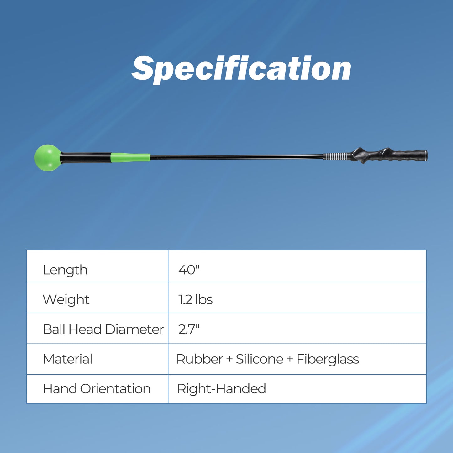 40 Inch Golf Swing Trainer Aid with Weighted Head for Grip Rhythm Balance, Green Golf at Gallery Canada