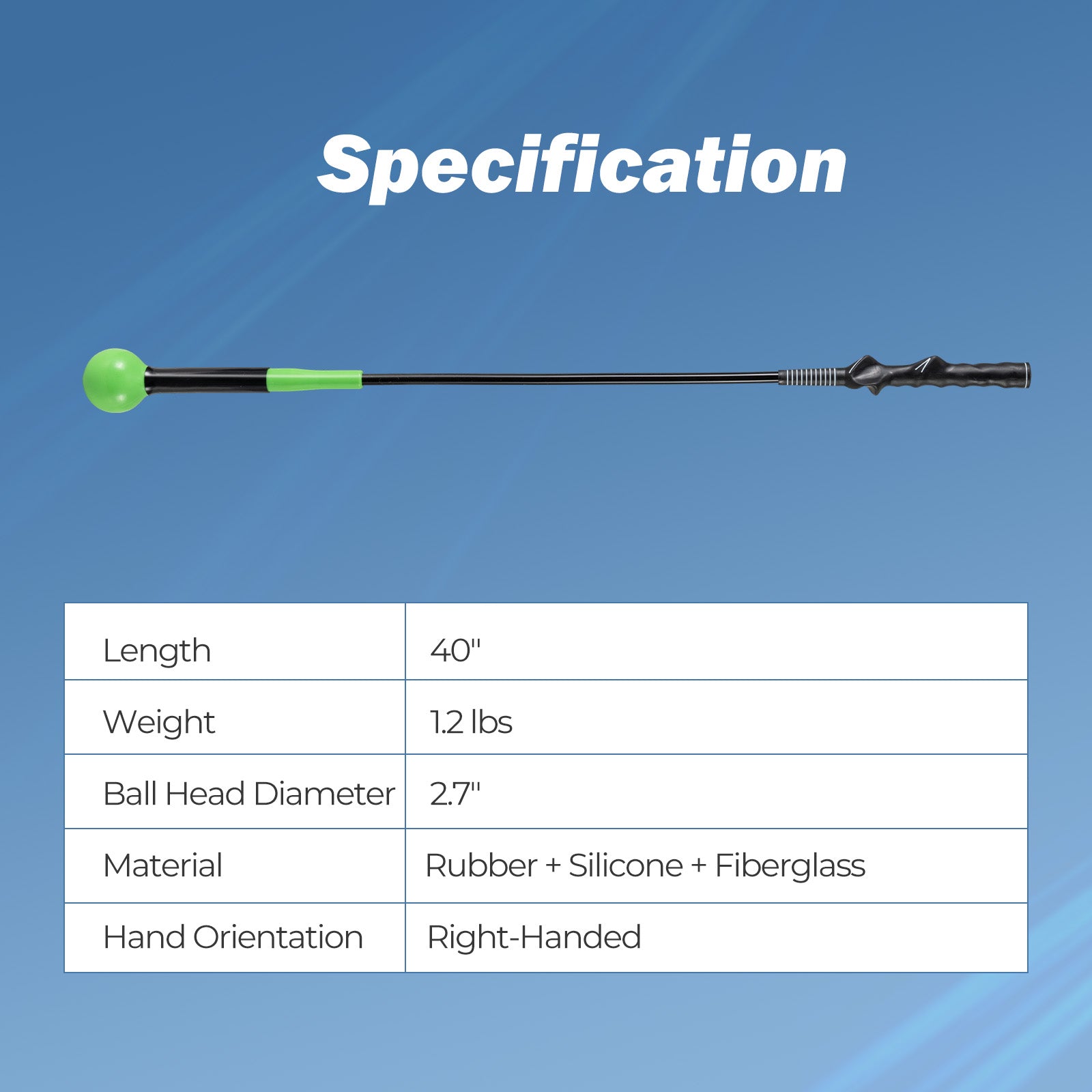 40 Inch Golf Swing Trainer Aid with Weighted Head for Grip Rhythm Balance, Green Golf at Gallery Canada