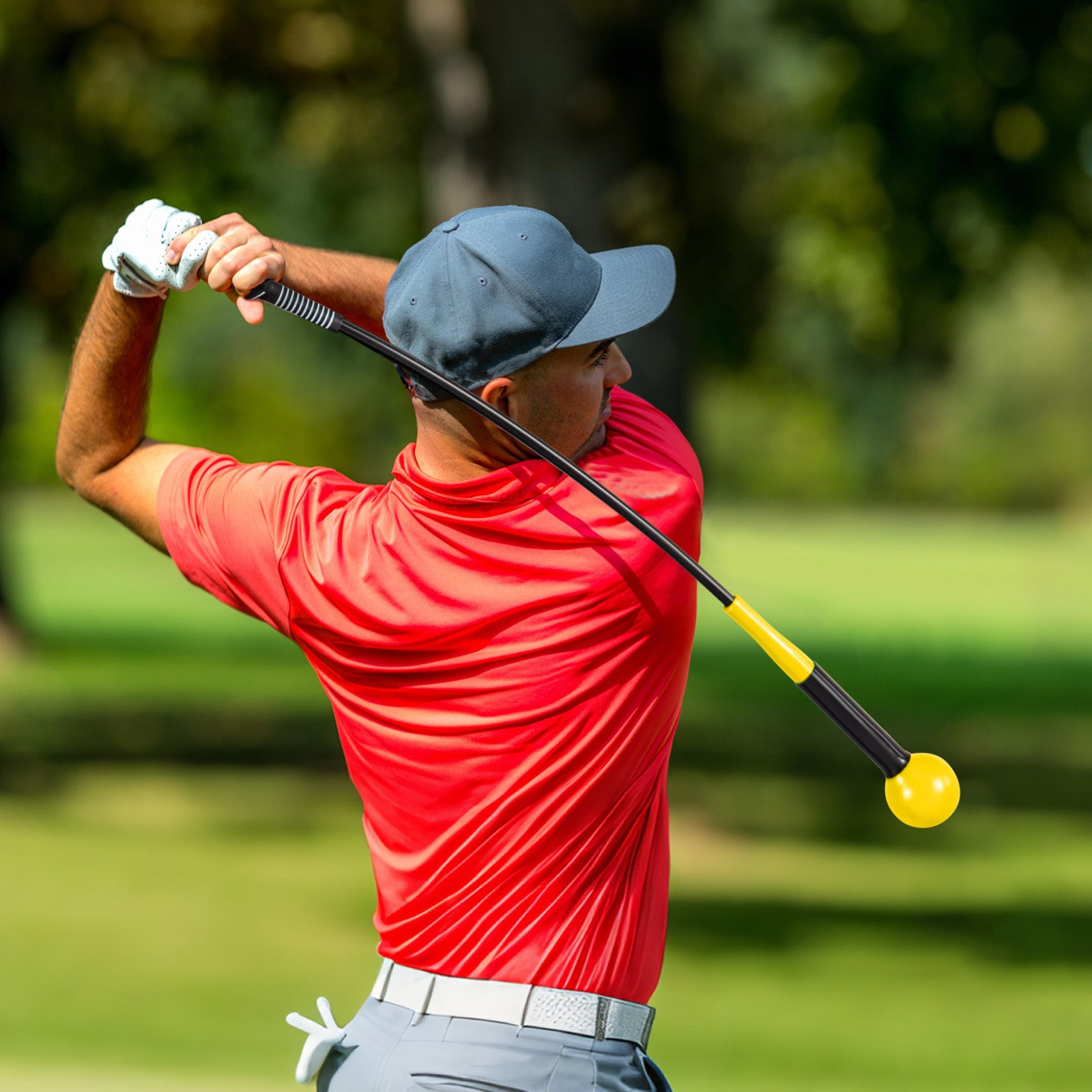 40 Inch Golf Swing Trainer Aid with Weighted Head for Grip Rhythm Balance, Yellow Golf at Gallery Canada