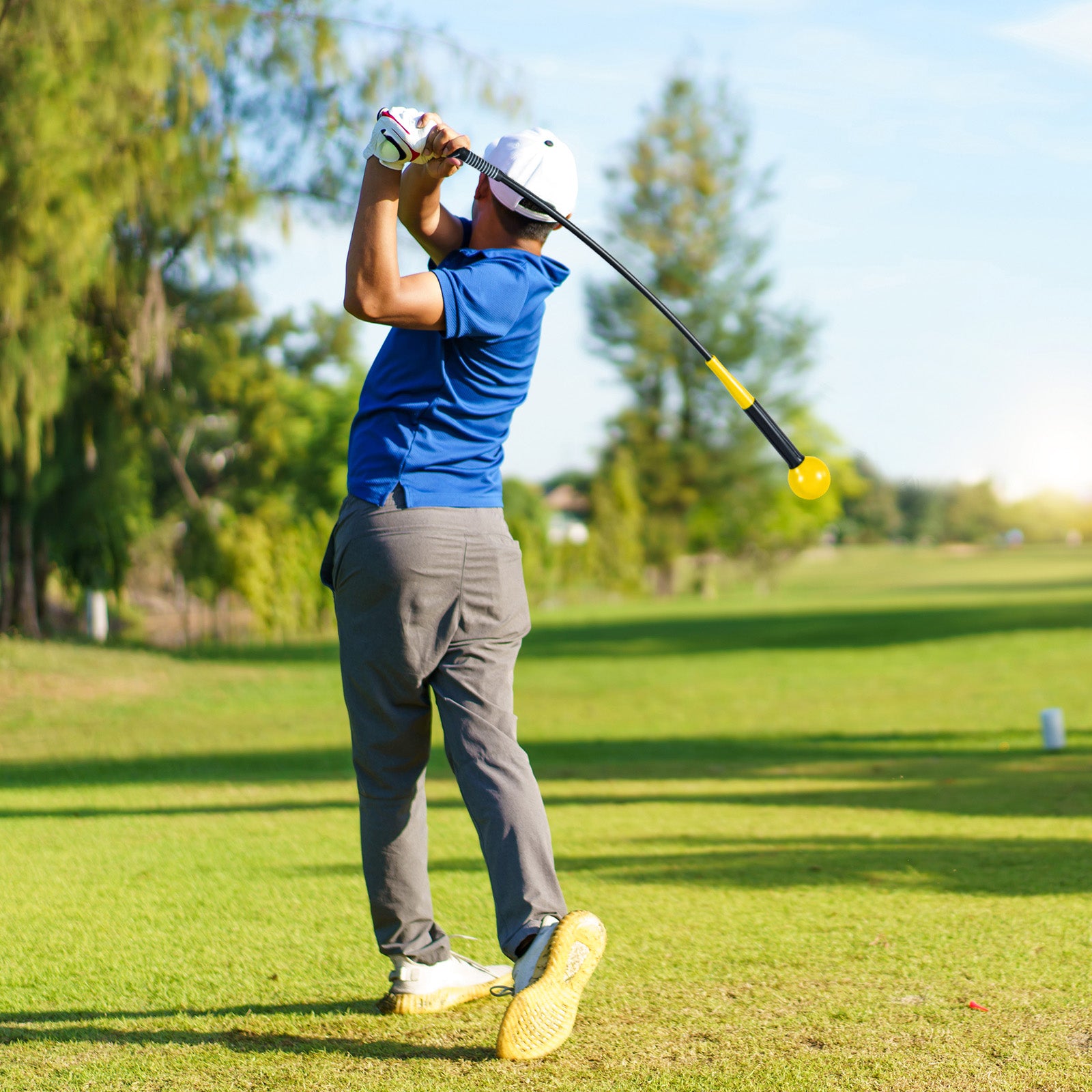 40 Inch Golf Swing Trainer Aid with Weighted Head for Grip Rhythm Balance, Yellow Golf at Gallery Canada
