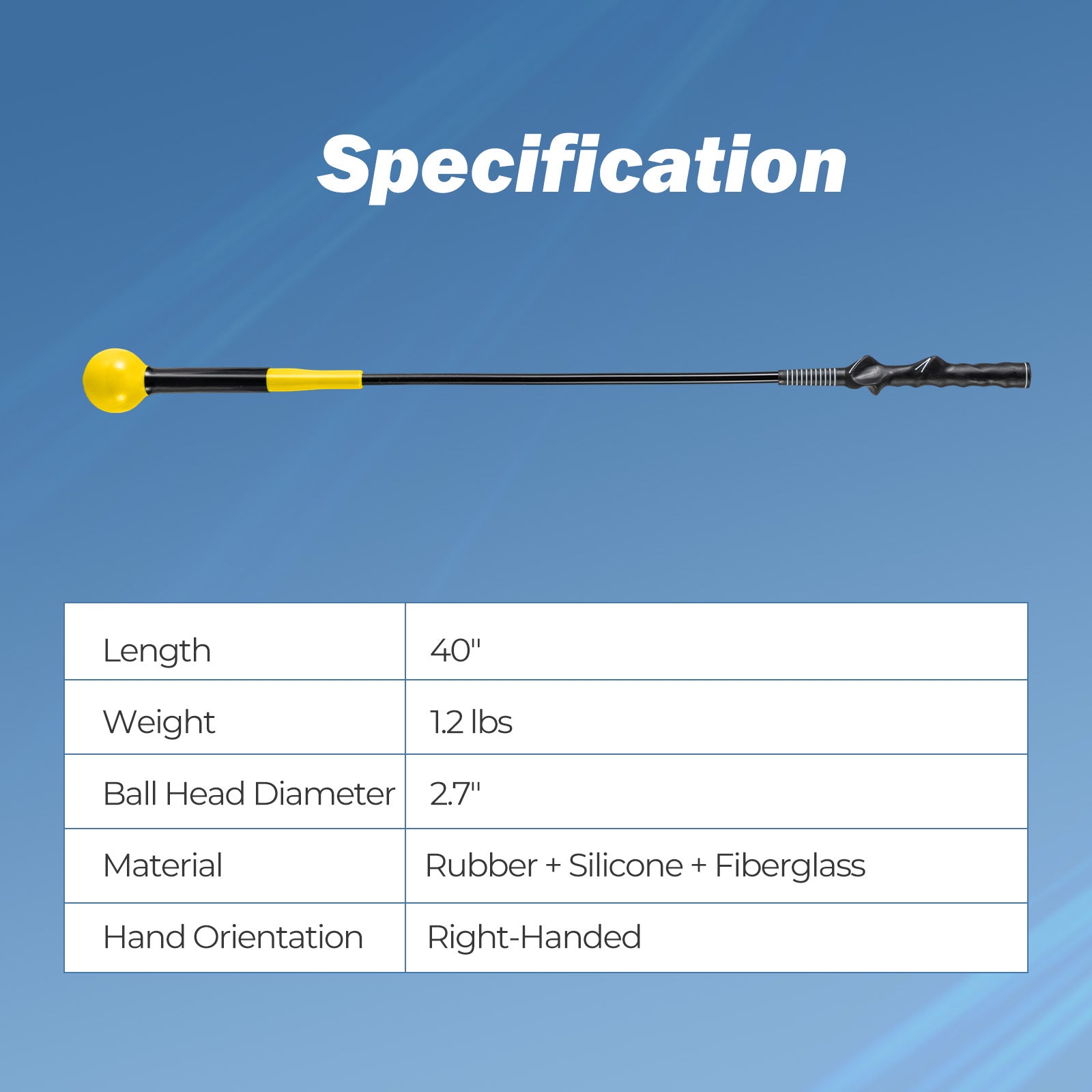 40 Inch Golf Swing Trainer Aid with Weighted Head for Grip Rhythm Balance, Yellow Golf at Gallery Canada