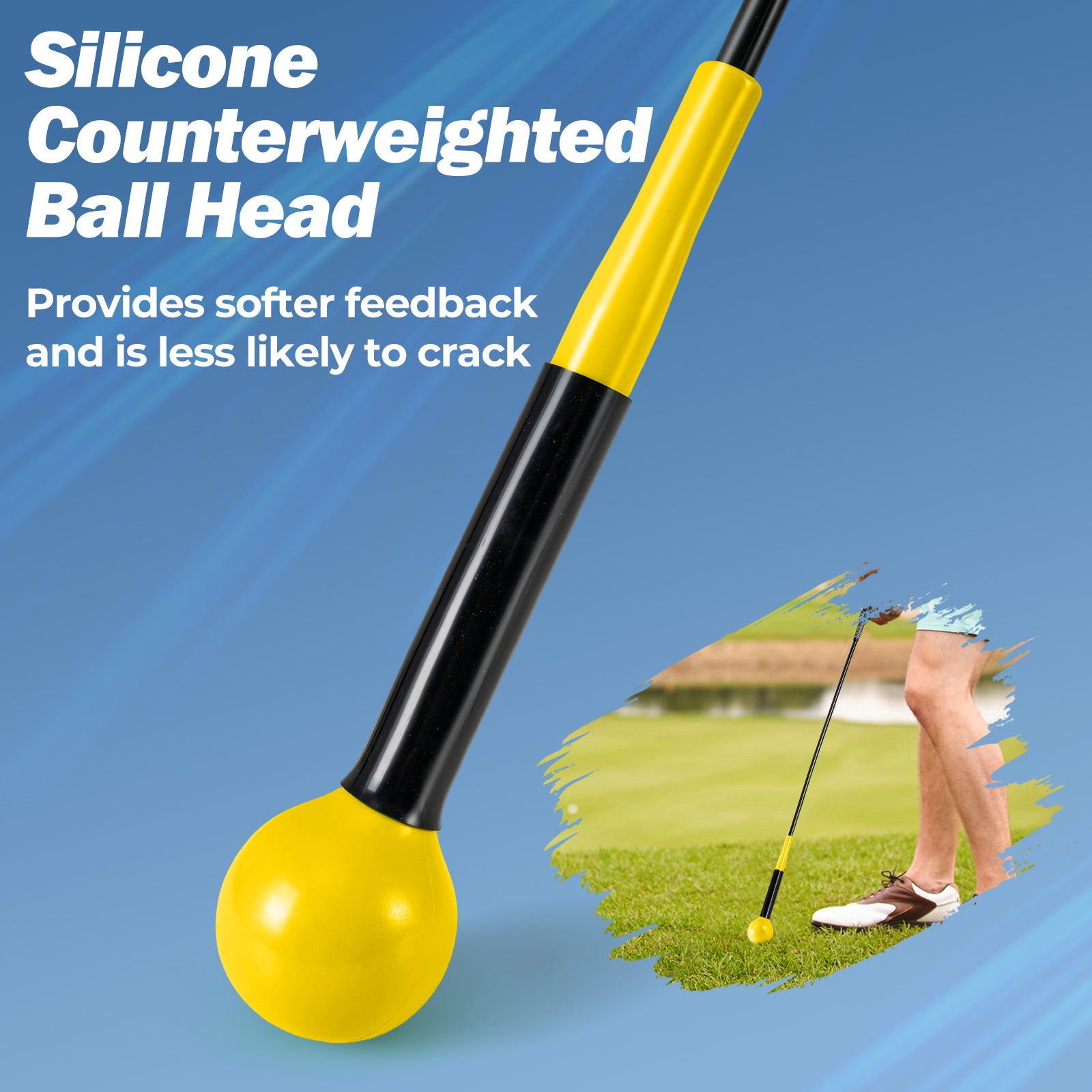 40 Inch Golf Swing Trainer Aid with Weighted Head for Grip Rhythm Balance, Yellow Golf at Gallery Canada