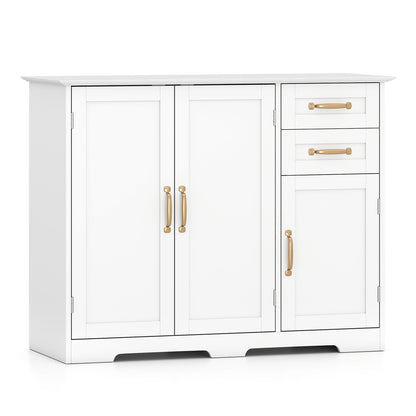 40 Inch Kitchen Sideboard Buffet Cabinet, 2 Drawers, Adjustable Shelf, White Sideboards Cabinets & Buffets White at Gallery Canada