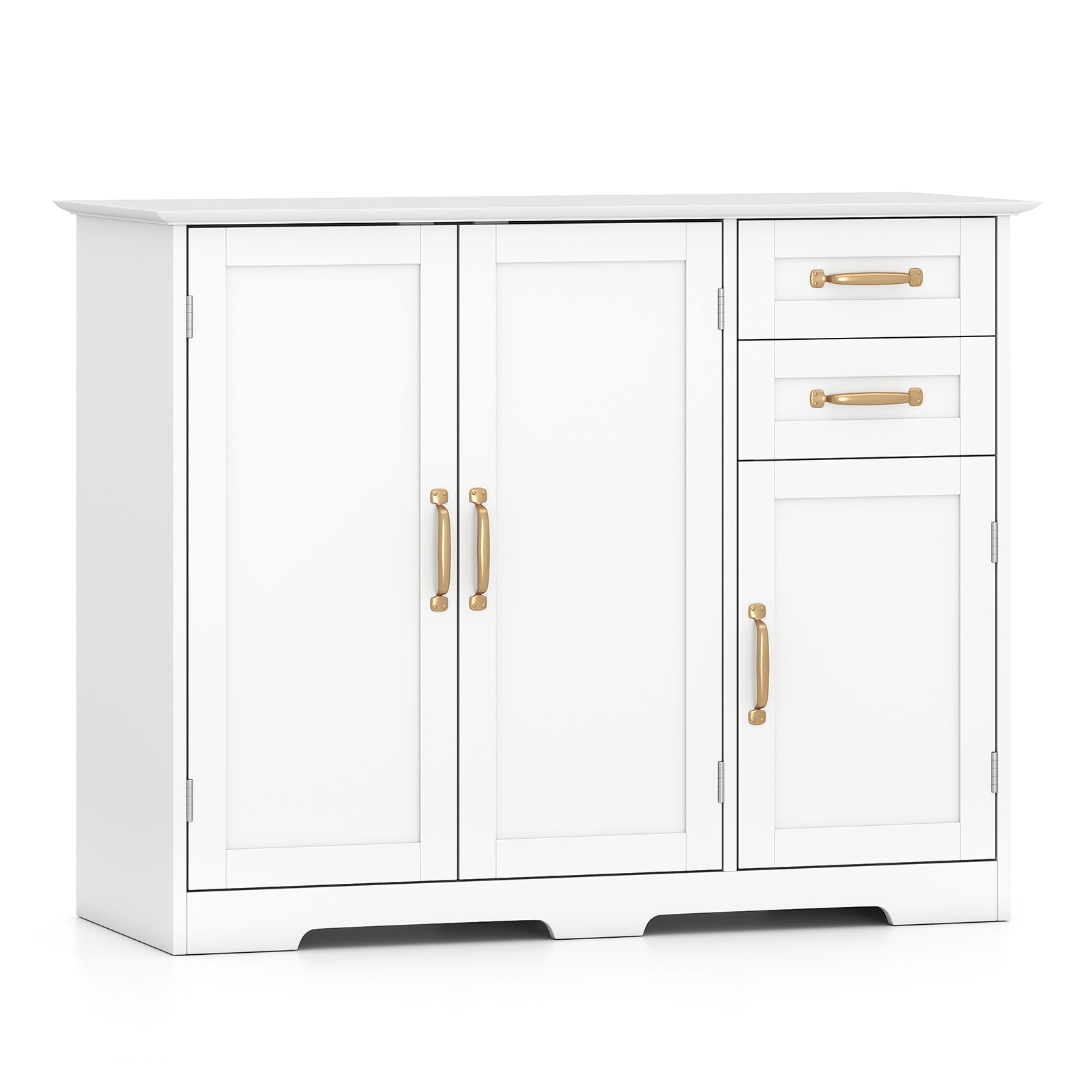 40 Inch Kitchen Sideboard Buffet Cabinet, 2 Drawers, Adjustable Shelf, White Sideboards Cabinets & Buffets White at Gallery Canada