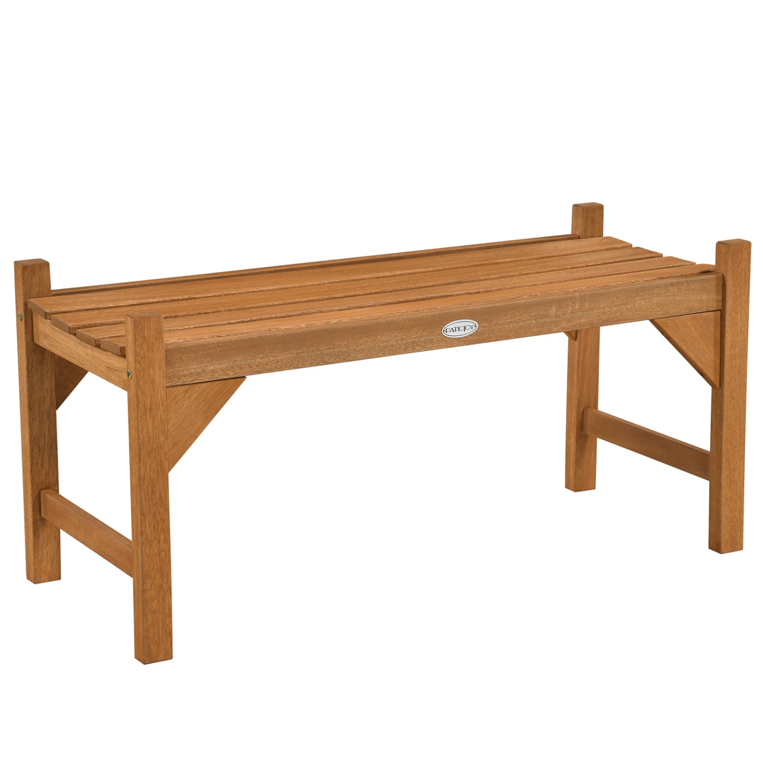 40 Inch Outdoor Bench with Slatted Contoured Seat for Deck Entryway-1 Piece, Natural Outdoor Benches at Gallery Canada