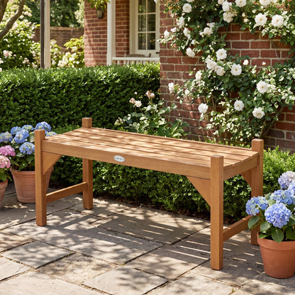 40 Inch Outdoor Bench with Slatted Contoured Seat for Deck Entryway-1 Piece, Natural Outdoor Benches at Gallery Canada