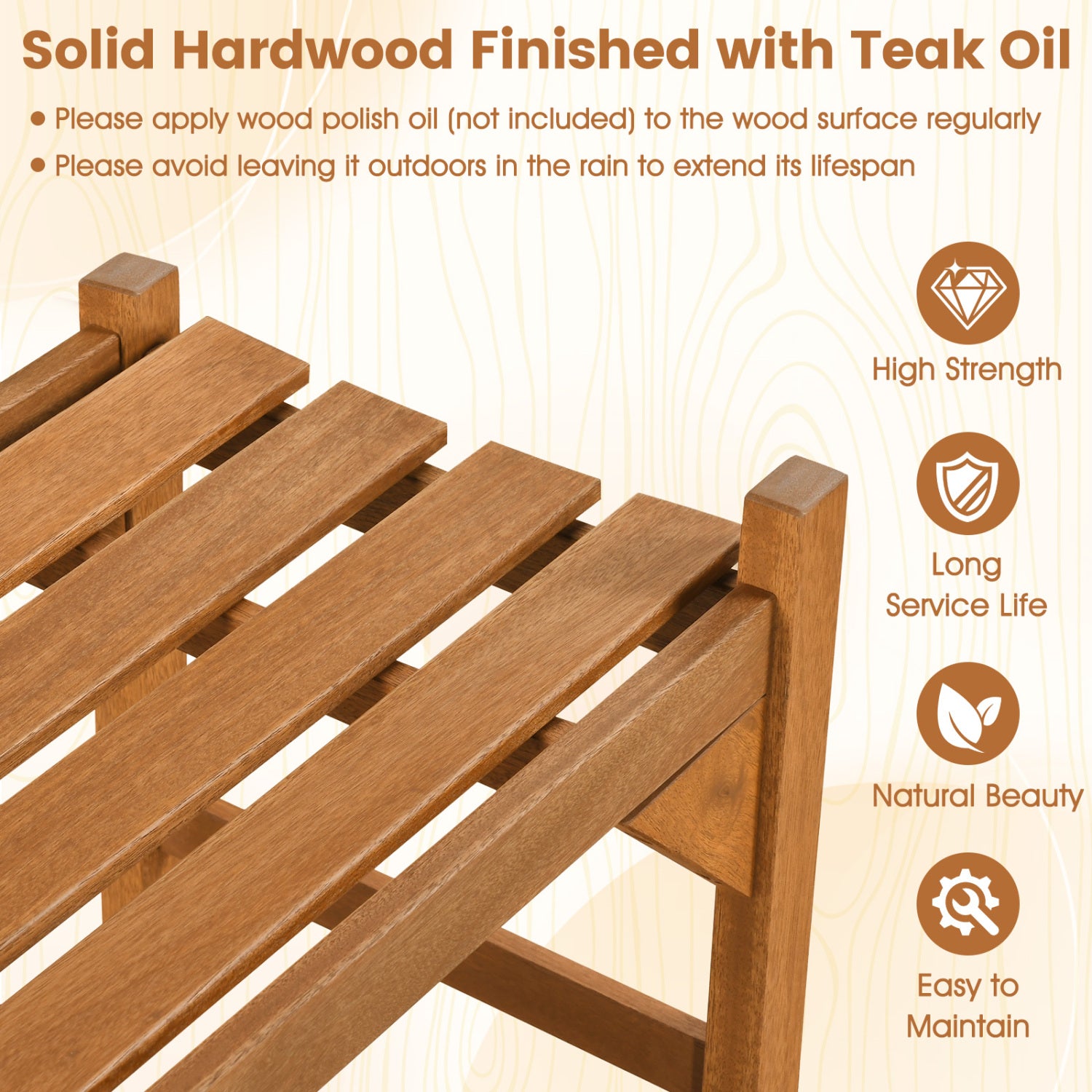 40 Inch Outdoor Bench with Slatted Contoured Seat for Deck Entryway-Set of 2, Natural Outdoor Benches at Gallery Canada