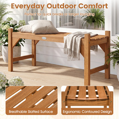 40 Inch Outdoor Bench with Slatted Contoured Seat for Deck Entryway-Set of 2, Natural Outdoor Benches at Gallery Canada