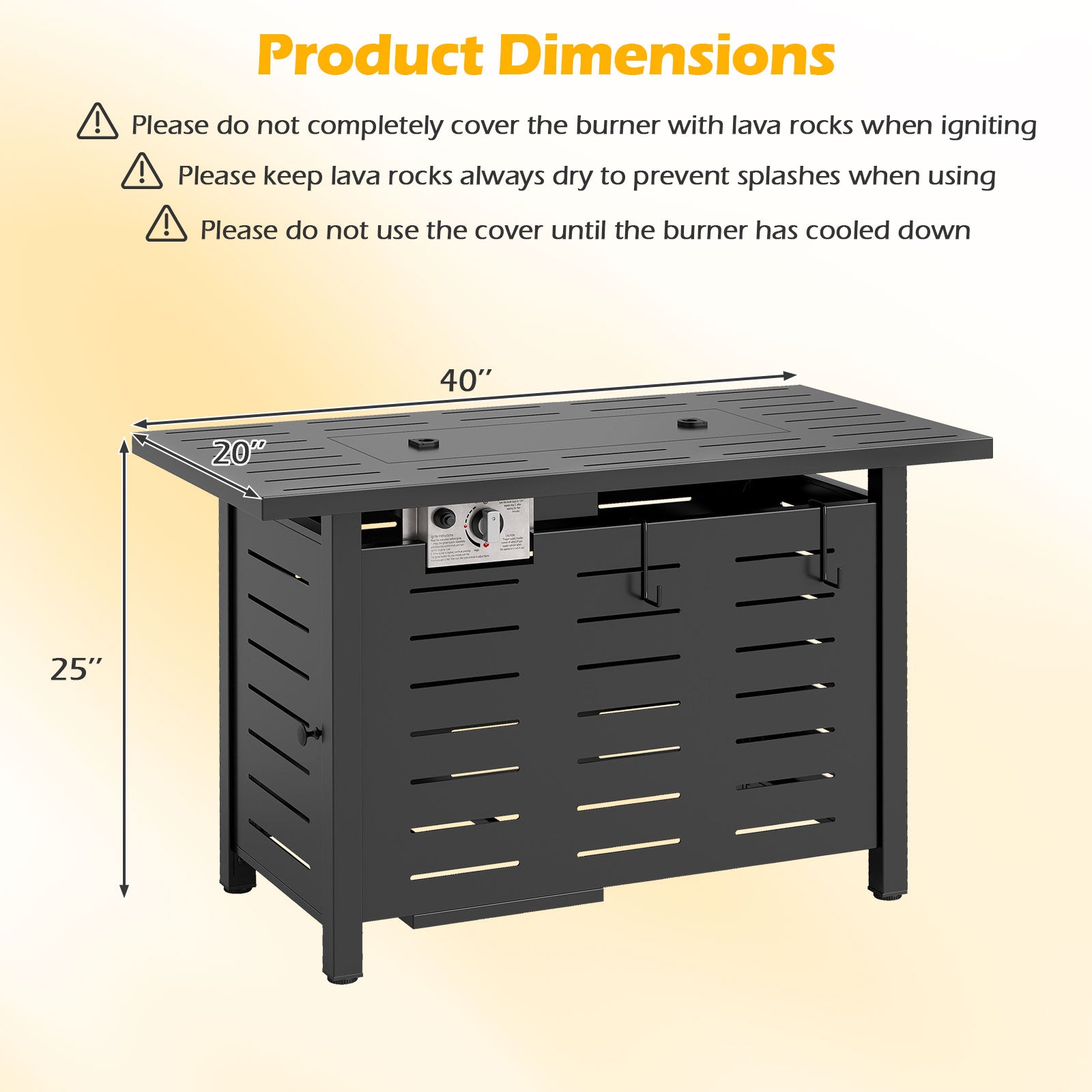 40 Inch Outdoor Propane Fire Pit Table, Black Fire Pit Tables at Gallery Canada