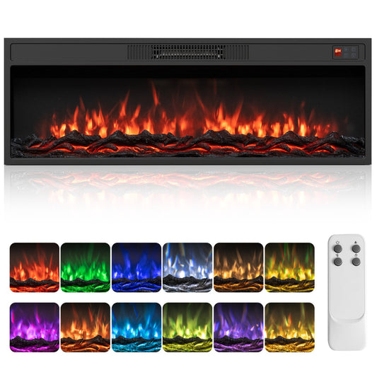 Recessed Electric Fireplace Heater, 40 Inch, Adjustable Flame, Colors Fireplaces Black at Gallery Canada