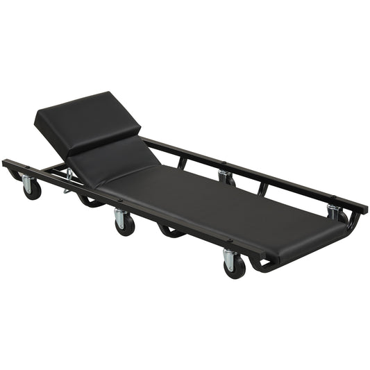 40 Inch Rolling Creeper Cart, Adjustable Backrest, Headrest, Black Garages Black at Gallery Canada