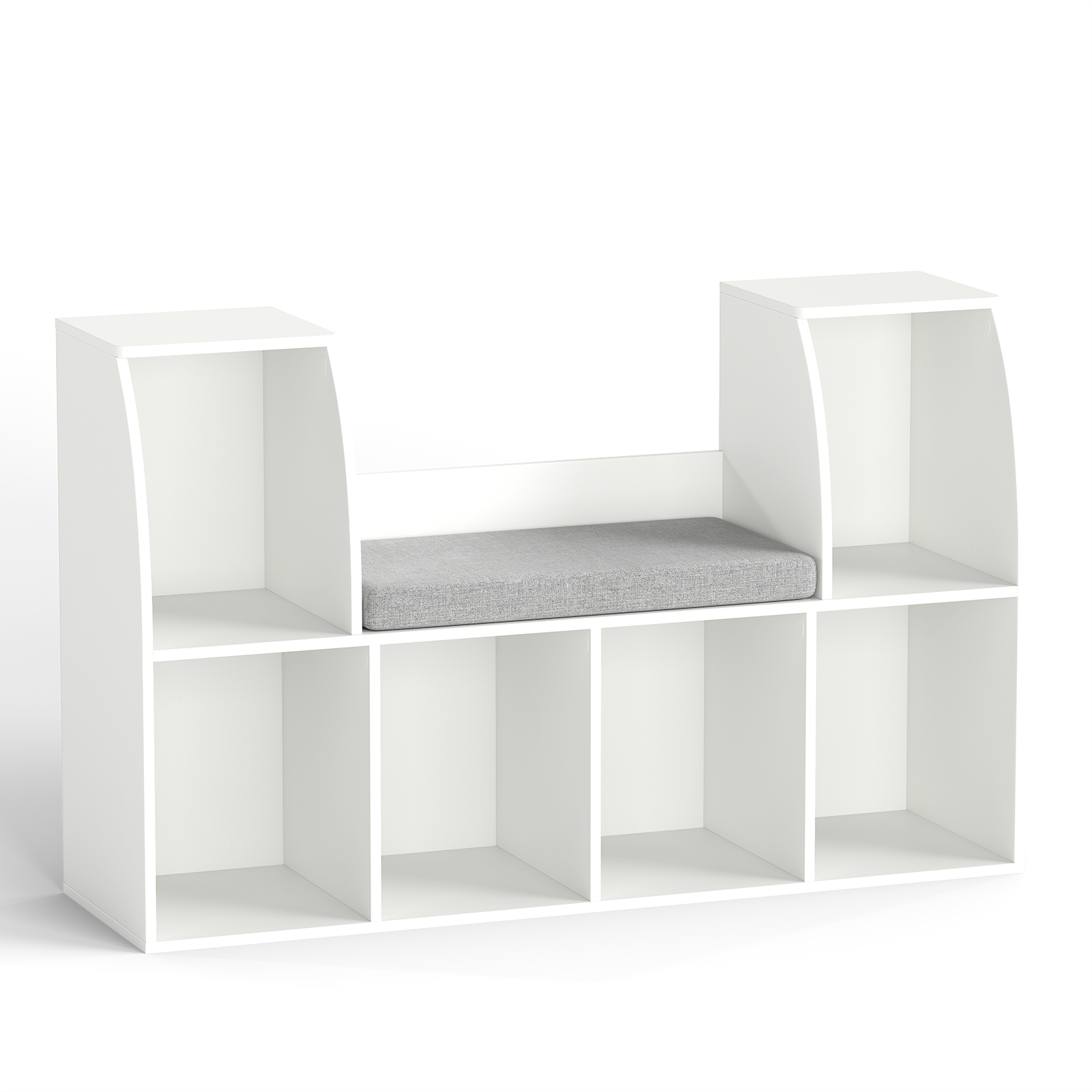 40 Inches Kids Bookshelf with Reading Nook Bookcase with 6 Open Cubes, White Kids Storage White at Gallery Canada