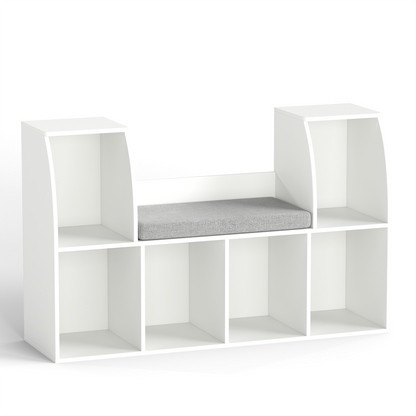 40 Inches Kids Bookshelf with Reading Nook Bookcase with 6 Open Cubes, White Kids Storage White at Gallery Canada