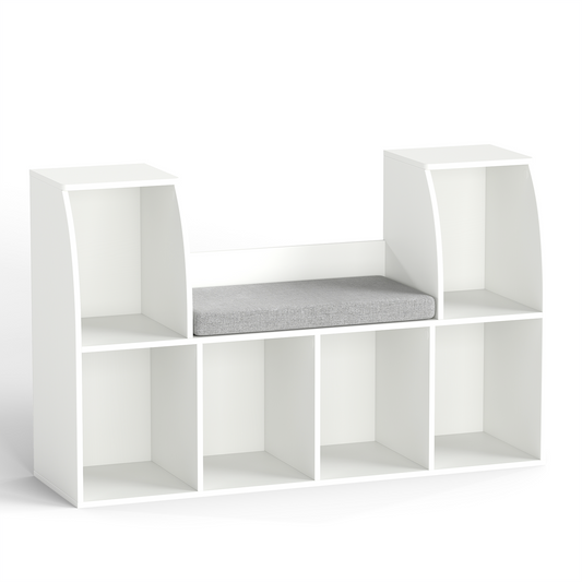 40 Inches Kids Bookshelf with Reading Nook Bookcase with 6 Open Cubes, White Kids Storage White at Gallery Canada