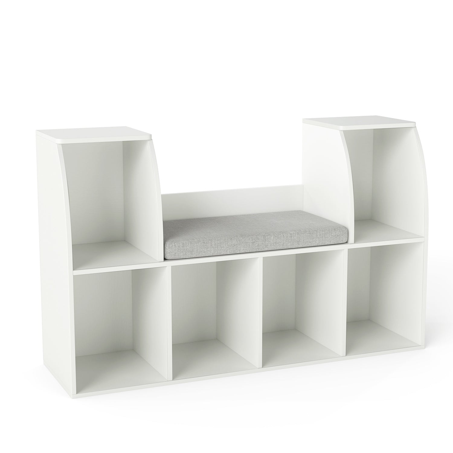 40 Inches Kids Bookshelf with Reading Nook Bookcase with 6 Open Cubes, White Kids Storage at Gallery Canada
