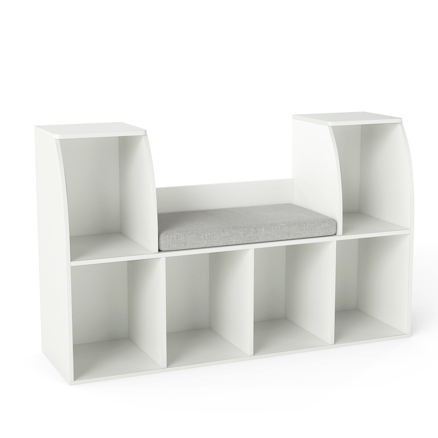 40 Inches Kids Bookshelf with Reading Nook Bookcase with 6 Open Cubes, White Kids Storage at Gallery Canada