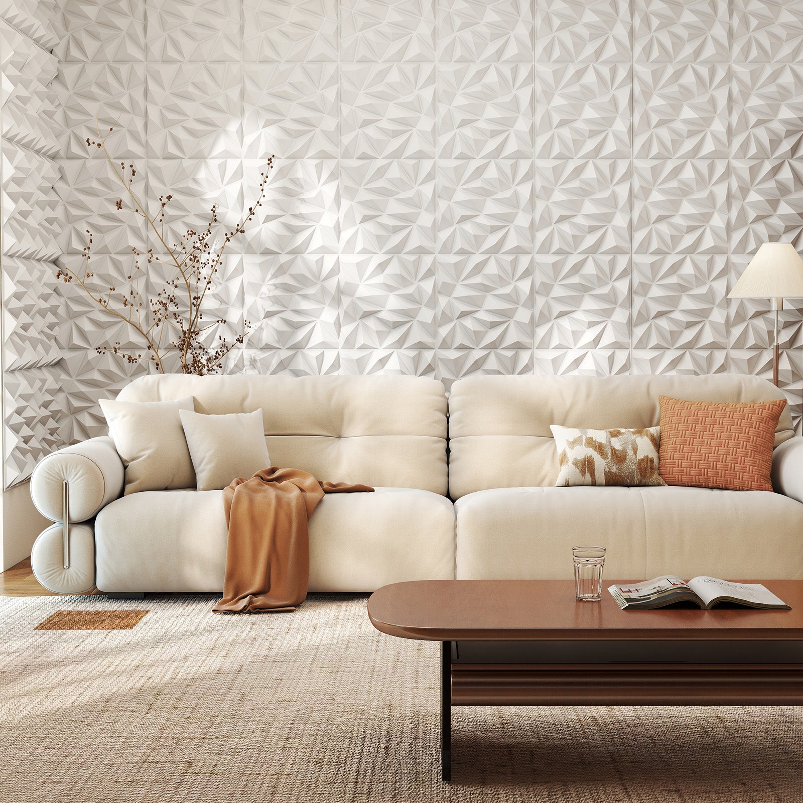 40-Pack 3D Wall Panels with Decorative Diamond Patterns, White Decorative Accessories at Gallery Canada
