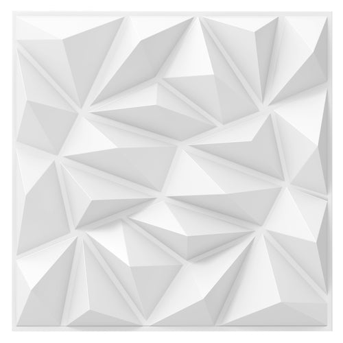 40-Pack 3D Wall Panels with Decorative Diamond Patterns, White
