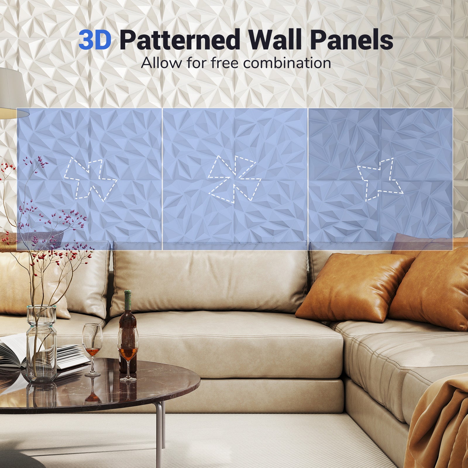 40-Pack 3D Wall Panels with Decorative Diamond Patterns, White Decorative Accessories at Gallery Canada