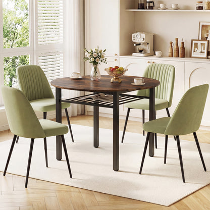 40” Round Kitchen Table with Storage Shelf and Metal Frame for 4 People, Rustic Brown Dining Tables at Gallery Canada