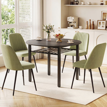 40” Round Kitchen Table with Storage Shelf and Metal Frame for 4 People, Gray Dining Tables at Gallery Canada