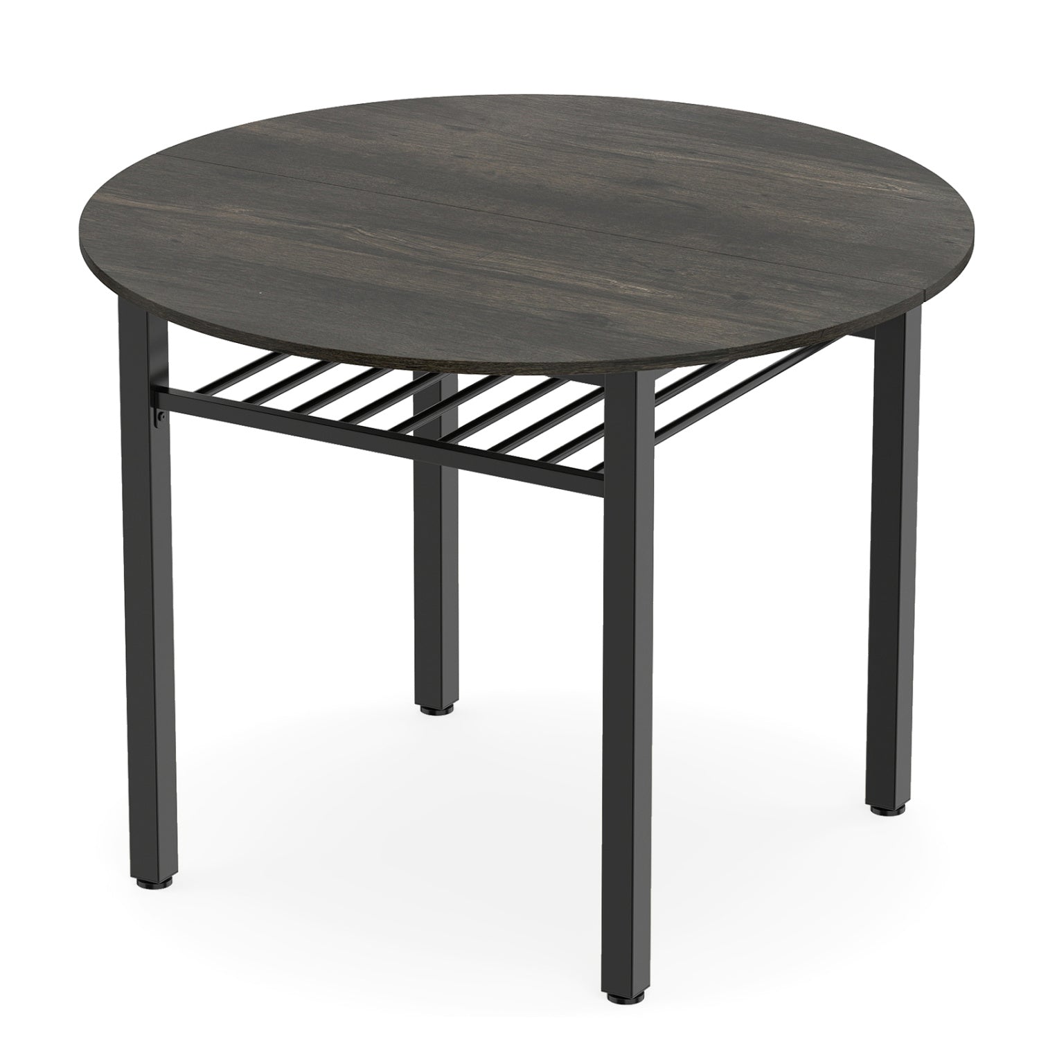 40” Round Kitchen Table with Storage Shelf and Metal Frame for 4 People, Gray Dining Tables Gray at Gallery Canada