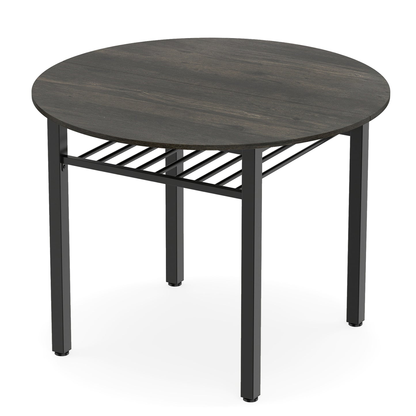 40” Round Kitchen Table with Storage Shelf and Metal Frame for 4 People, Gray Dining Tables Gray at Gallery Canada