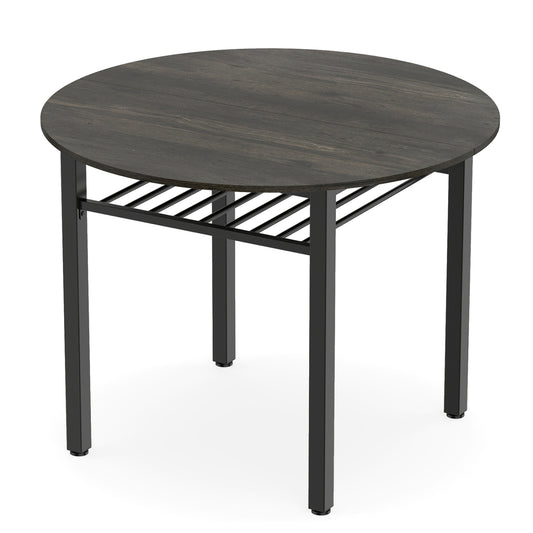 40” Round Kitchen Table with Storage Shelf and Metal Frame for 4 People, Gray Dining Tables Gray at Gallery Canada