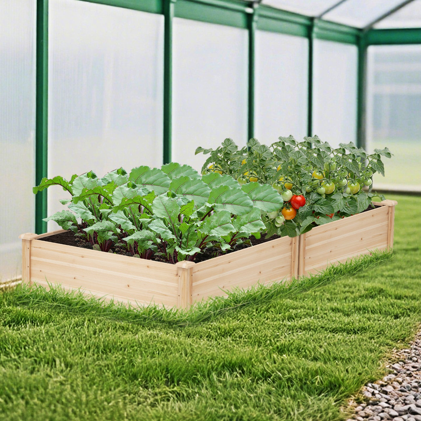 40" x 40" Outdoor Wood Raised Garden Bed, Natural