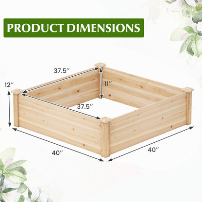 40" x 40" Outdoor Wood Raised Garden Bed, Natural