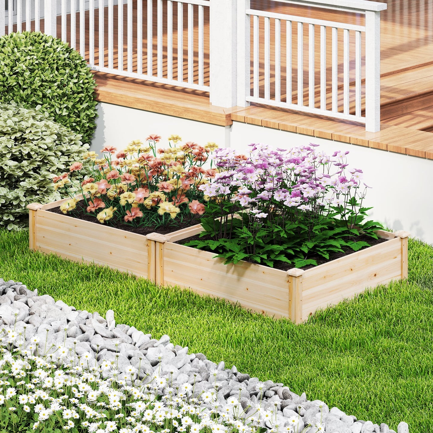 40" x 40" Outdoor Wood Raised Garden Bed, Natural