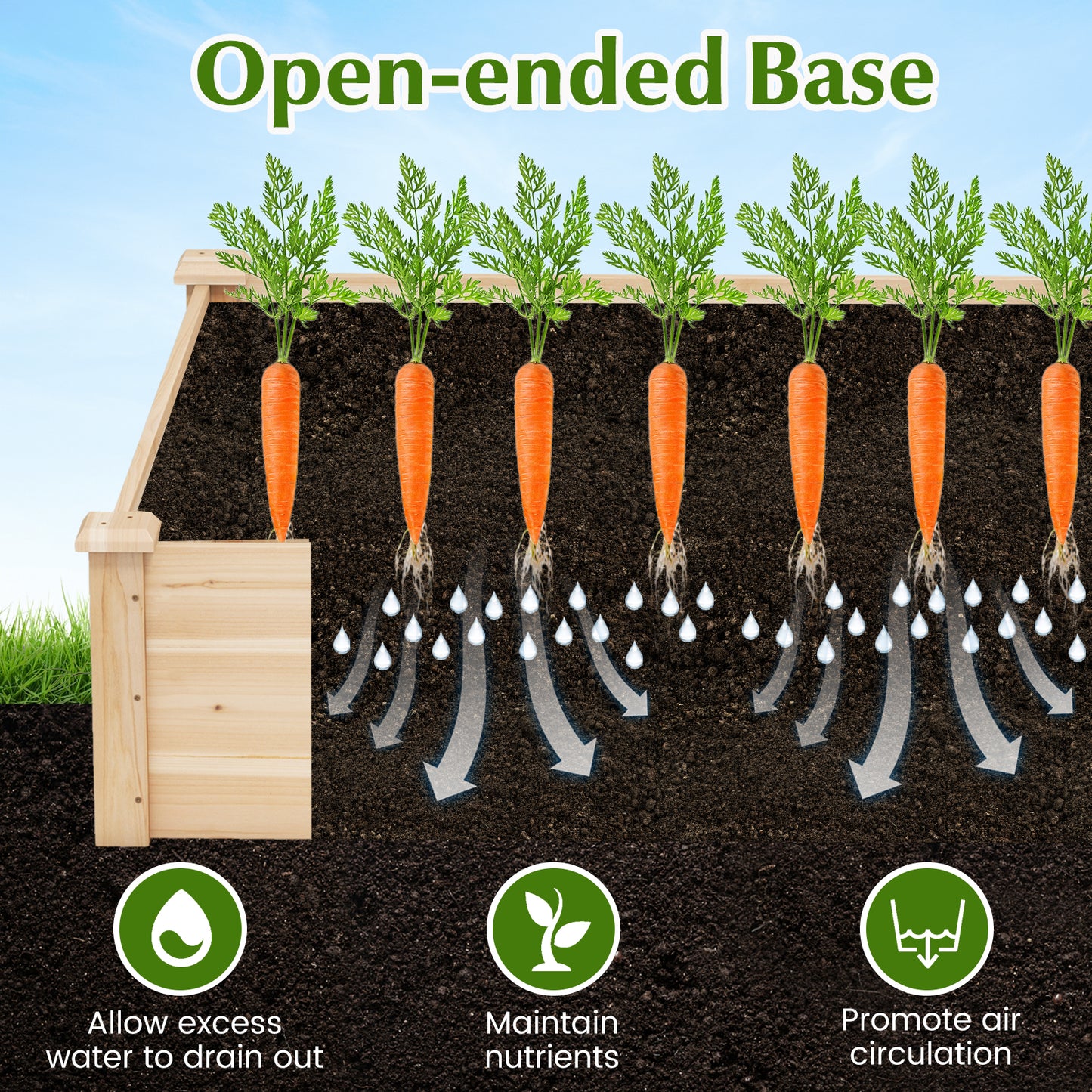 40" x 40" Outdoor Wood Raised Garden Bed, Natural