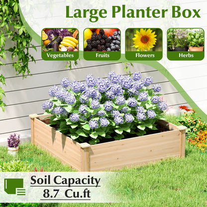 40" x 40" Outdoor Wood Raised Garden Bed, Natural